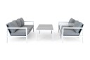 Brafab Belfort sofagruppe Vit med grå dyna 3 seter sofa & 2st lenestoler & sofabord 140x70 cm