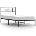  Sengeramme i metall med hodegavl svart 90x190 cm