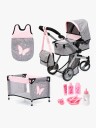Bayer Dolls Pram Playset Rosa / Grey 18333AC