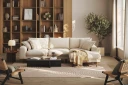 Copenhagen Premium 4 personers Højrevendt L formet Dyb Divansofa i Chenille   Lys beige