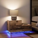  Nattbord med LED lamper Gammel Tre 100x36x49 cm