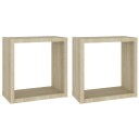 vidaXL Vegghyller kubeformet 2 stk sonoma eik 30x15x30 cm