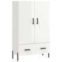 vidaXL Highboard høyglans hvit 69,5x31x115 cm konstruert tre