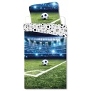 Licens Sengetøy med fotballmotiv - 140x200 cm - Stadion - Dynetrekk med to design - Sengesett i 100% bomull