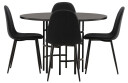 Venture Design Copenhagen & Polar spisegruppe Svart/svart 4 stoler & bord 115 cm