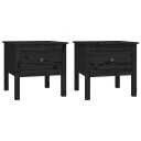 vidaXL Sidebord 2 stk svart 50x50x49 cm heltre furu