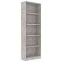vidaXL Bokhylle 5 niv?er betonggr? 60x24x175 cm sponplate