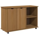 vidaXL Rullende skap Honning brun 100 x 39 x 65,5 cm Massiv furu