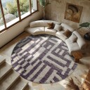 Runde tepper   Bergamo Natural Cotton Shaggy grå/hvit Størrelse: Ø 200 cm