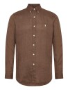 Polo Ralph Lauren Custom Fit Linen Shirt   Brown   S
