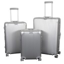 Borg Living Aluminiumskofferter - 3 stk. sett - Luksuriøse reisekofferter - Sølvfarget med TSA-lås