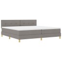  Box Spring Seng med Madrass & LED Taupe 200x200 cm Stoff