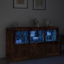 vidaXL Skjenk med LED-lys røkt eik 123x37x67 cm