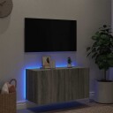vidaXL Vegghengt TV-benk med LED grå sonoma 80x35x41 cm 8721012259058