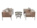 Selected Exclusive Vallda soffgrupp Kaki/natur med taupe pute 3 seters sofa 2 lenestoler og bord 60 x H40cm & 75 x H45 cm Beige
