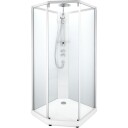 Contura Showerama Comfort dusjkabinett, 100x100 cm, alu matt profil, frostet glass