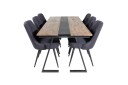 Venture Home Jakarta Spisegruppe 200 cm Rektangulær med 6 Velvet Stoler Sort