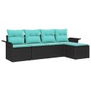 vidaXL Hagesofa Set med lagring 5 pcs Svart polyrotting