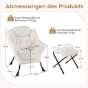 Beige loungestol med ottomansk – Sherpa metallramme