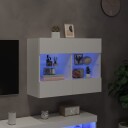 vidaXL Vegghengt TV-benk med LED hvit 78,5x30x60,5 cm 8721012256835
