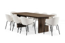 Bark Richeto Spisebord 240 cm med 8 Filip Spisestoler   Røkt eik / Hvit Bouclé