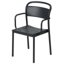 Muuto Linear Steel Stol med armlener Anthracite Black