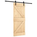 vidaXL Skyvedør Naturlig og svart 85 x 210 cm Massiv Furu Tre