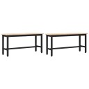 vidaXL Spisebenker 2 pcs Naturlig 100 x 32,5 x 49 cm Massivt furutre