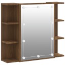 vidaXL Speilskap med LED brun eik 70x16,5x60 cm