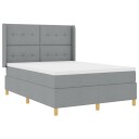  Box Spring Seng med Madrass og LED Lys Lysegrå 140x190 cm Stoff