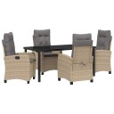  5-delt Hage Spisebordsett med Puter - Beige Poly Rattan