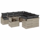  Hagesofa Set med pute 9 pcs Lysegrå 100 x 55 x 73 cm