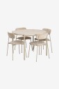 Ellos Home   Spisegruppe Tridita med 1 bord + 4 stoler   Beige