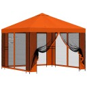 vidaXL Hagepaviljong med sidevegger 3 x 3 m Oransje Polyester og stål