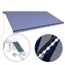 vidaXL Elektrisk markise med LED og sensor 6 x 3 m Blå og hvit stripe