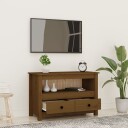 vidaXL TV-benk honningbrun 79x35x52 cm heltre furu