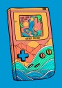 Retro Gaming Summer Surf Plakat / 100x150