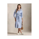 Polo Ralph Lauren Belted Cotton Oxford Shirtdress   Blue   40