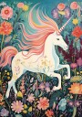 Magical Unicorn In Floral Meadow Plakat Plakat / 30x40cm