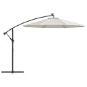 vidaXL Hengeparasoll med LED-lys 300 cm sand metallstang