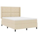  Box Spring Seng med Madrass og LED Krem 160x200 cm Stoff