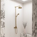 Hassel & Teudt HBT900 Smartterm Dusjstangsett M/Ø21cm Rain Deluxe M/Easyclean Polert Messing Natural