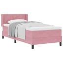  Boksen Bed med Madrass Rosa 90x190 cm Fløyel