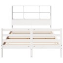  Seng med bokhylle uten madrass hvit 140x190 cm heltre furu 8721158606792