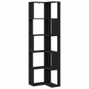 Hjørnebokhylle 5 Tiers Svart Eik 50x50x179 cm Treverk