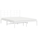 vidaXL Sengeramme i metall med sengegavl hvit 160x200 cm 8721012304123