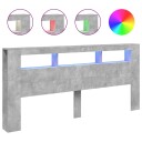  Sengegavl med LED betonggrå 220x18,5x103,5 cm konstruert tre 8721012259591