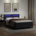  Sengramme med madrass med madrass Svart 140 x 190 cm Kunstlær
