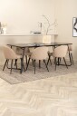 Venture Home   Spisegruppe Petra med 6 spisestoler Velvet Stitches   Svart