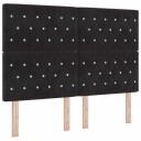  Box Spring Seng med Madrass & LED Svart 160x200 cm Fløyel